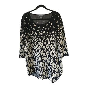 Chelsea & Theodore Tunic Sweater Women XL Shimmer Animal Print  Asymmetric